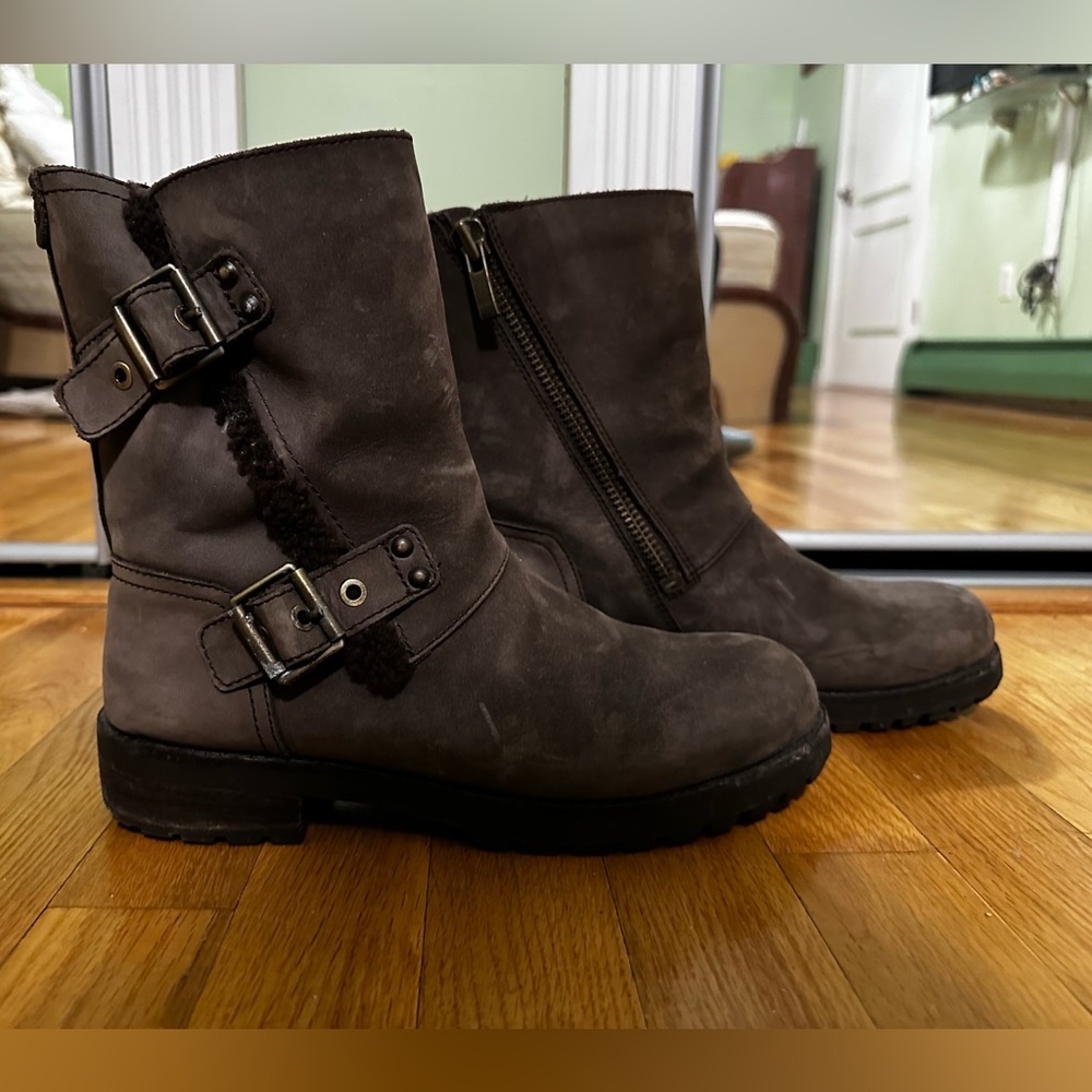 Ugg Suede Fleece Lined Buckle Boot